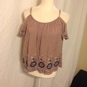 Lu Pepper Cold Shoulder Soft Peasants Blouse ~ Size Small